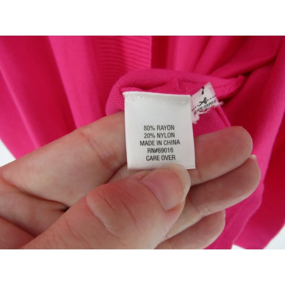 Laura Ashley Cardigan 3X Pink Open Front 3/4 Sleeve Ribbed Knit Minimal Layer